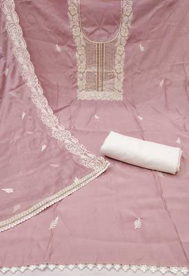 Baby-pink embroidered cotton churidar dress-materials 2