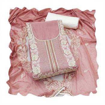 Pink embroidered cotton churidar dress-materials 4