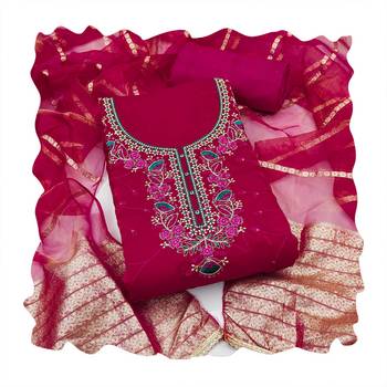 Pink sequins silk blend churidar dress-materials 4
