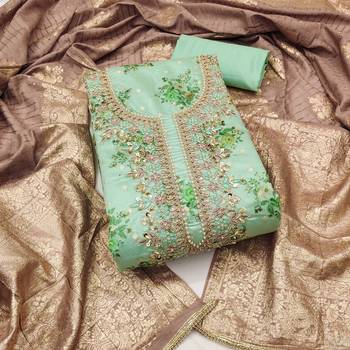 Light-green woven chanderi churidar dress-materials 1