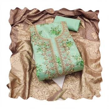 Light-green woven chanderi churidar dress-materials 4
