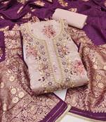 Grey woven chanderi semi stitched churidar dress-materials