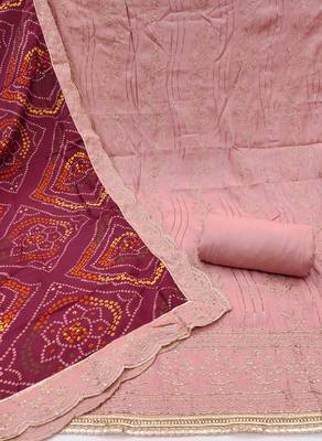 Peach embroidered cotton churidar dress-materials 2