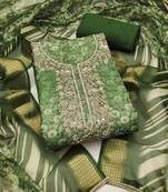 Light-green woven cotton semi stitched churidar dress-materials