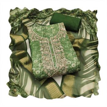 Light-green woven cotton churidar dress-materials 4
