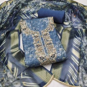 Blue woven cotton churidar dress-materials 1