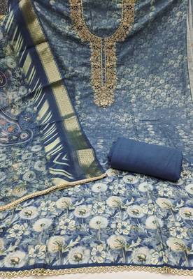 Blue woven cotton churidar dress-materials 2
