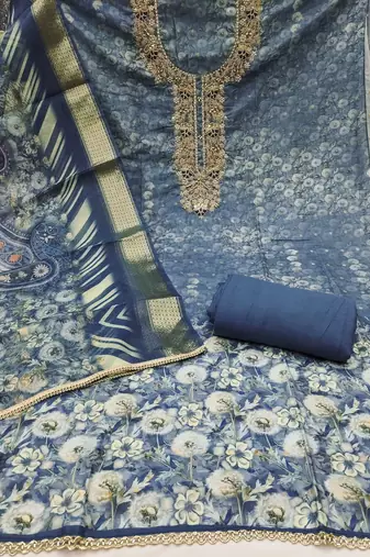 Blue woven cotton churidar dress-materials