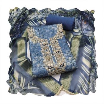 Blue woven cotton churidar dress-materials 4