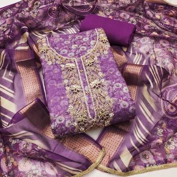 Purple woven cotton churidar dress-materials 1