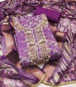 Purple woven cotton semi stitched churidar dress-materials