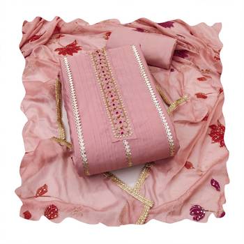 Peach hand embroidery cotton churidar dress-materials 4
