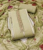 Olive hand embroidery cotton semi stitched churidar dress-materials