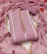 Purple hand embroidery cotton semi stitched churidar dress-materials