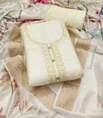 White embroidered organza semi stitched churidar dress-materials