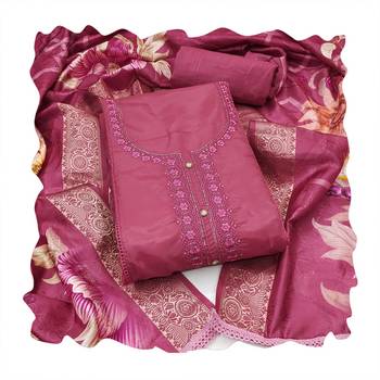 Pink embroidered organza churidar dress-materials 4