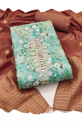 Multicolor hand embroidery cotton churidar dress-materials