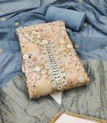 Multicolor hand embroidery cotton semi stitched churidar dress-materials