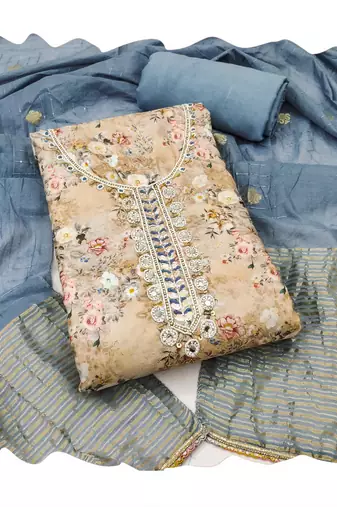 Multicolor hand embroidery cotton churidar dress-materials