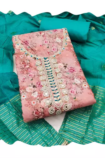 Multicolor hand embroidery cotton churidar dress-materials