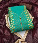 Sea-green embroidered chanderi semi stitched churidar dress-materials