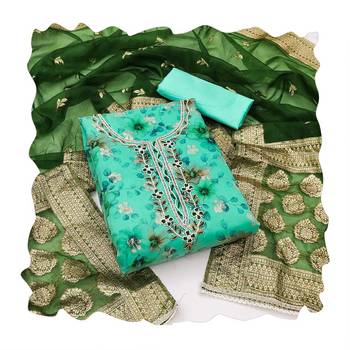 Sea-green woven jacquard churidar dress-materials 3