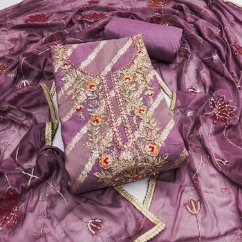 Purple woven cotton churidar dress-materials 1