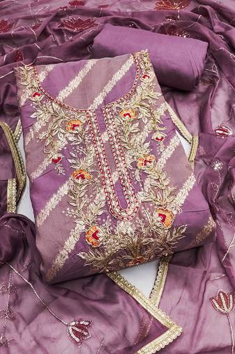 Purple woven cotton semi stitched churidar dress-materials