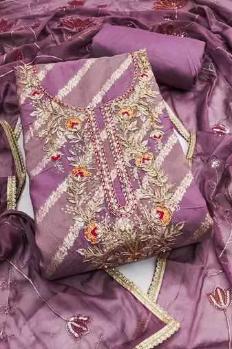 Purple woven cotton semi stitched churidar dress-materials