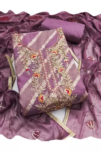 Purple woven cotton churidar dress-materials