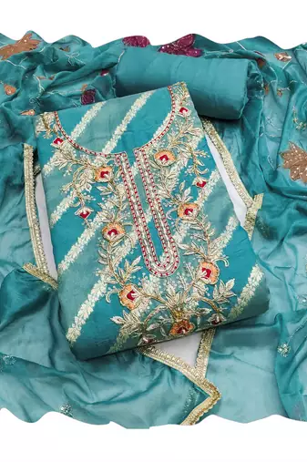 Blue woven cotton churidar dress-materials