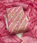 Pink woven cotton semi stitched churidar dress-materials