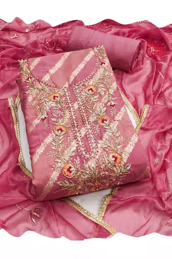 Pink woven cotton churidar dress-materials