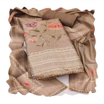 Grey embroidered cotton silk churidar dress-materials 4