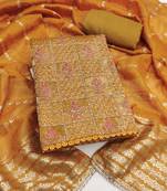 Mustard sequins silk blend semi stitched churidar dress-materials