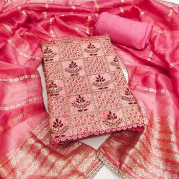 Pink sequins silk blend churidar dress-materials 1