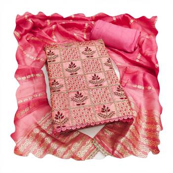 Pink sequins silk blend churidar dress-materials 4