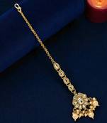 Gold plated kundan oval design maang tikka head jewellery