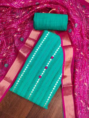 Sea-green embroidered cotton churidar dress-materials 3