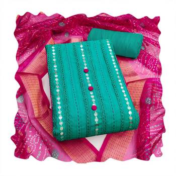 Sea-green embroidered cotton churidar dress-materials 4
