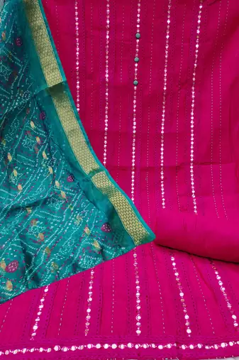 Pink embroidered cotton churidar dress-materials