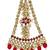 Antique gold plated champagne red stone jhumar passa head jewellery