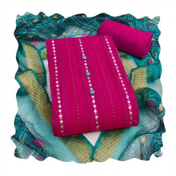 Pink embroidered cotton churidar dress-materials 4