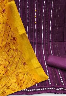 Purple embroidered cotton churidar dress-materials 2