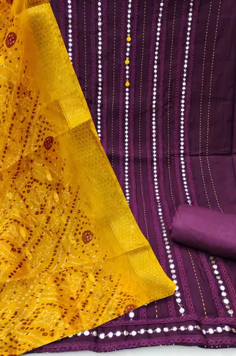 Purple embroidered cotton churidar dress-materials