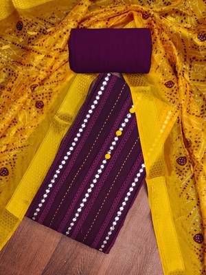 Purple embroidered cotton churidar dress-materials 3