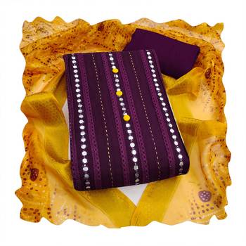 Purple embroidered cotton churidar dress-materials 4