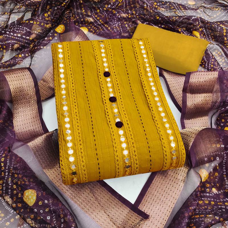 Light-green embroidered cotton semi stitched churidar dress-materials