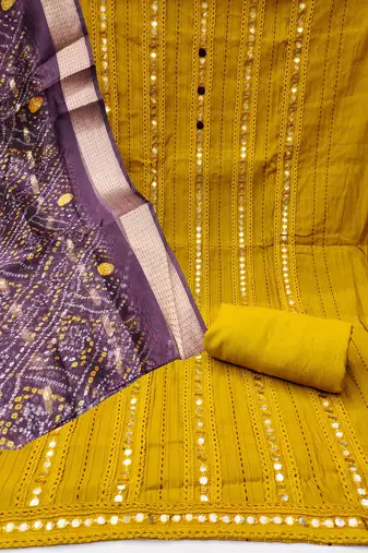 Light-green embroidered cotton churidar dress-materials