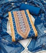 Multicolor embroidered cotton semi stitched churidar dress-materials